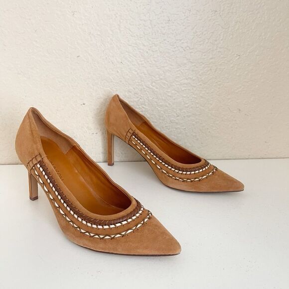 Ulla Johnson Blanca Whipstitch brown suede heels.  Lux boho 38/7.5 8  NEW - Picture 6 of 17
